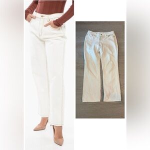 Tory Burch Mid-Rise Straight Leg White Jeans Women’s Size 28 gold Logo